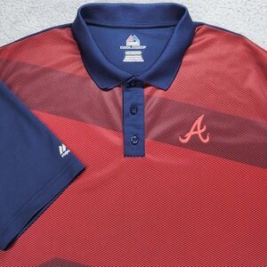 Atlanta Braves Shirt Polo Mens 2XL Red MLB Baseball Majestic Short Sleeve